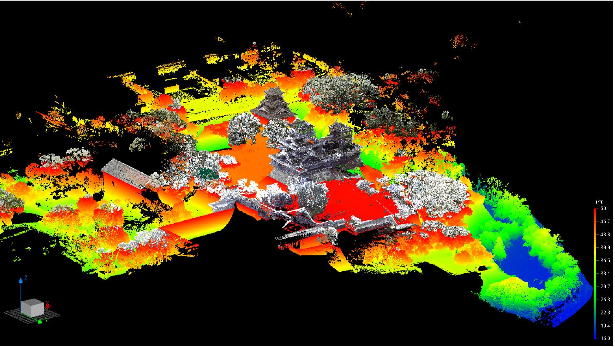 熊本城の3Dレーザー測量による標高図（鳥瞰図）